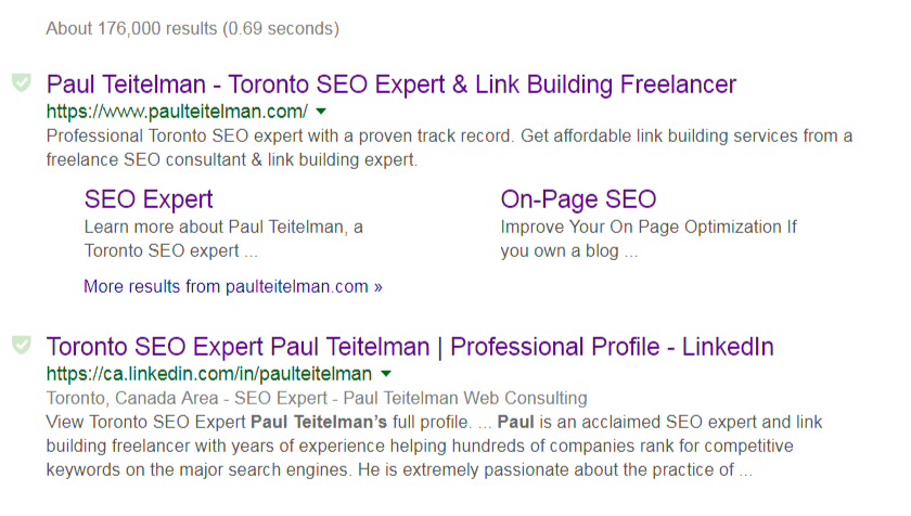 Google search result snippets screenshot for Paul Teitelman search